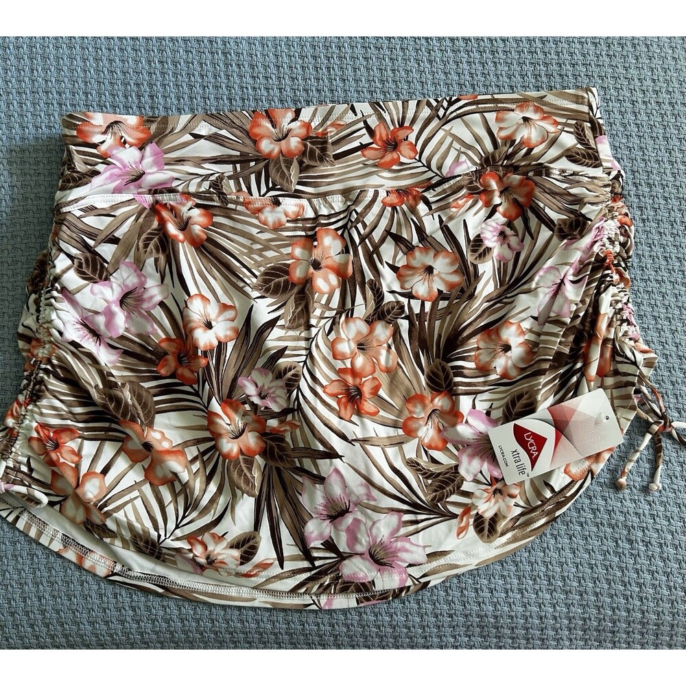 Lands End Chlorine Resistant Tummy Control Adjustable Swim Skirt  Bottom 16W NWT
